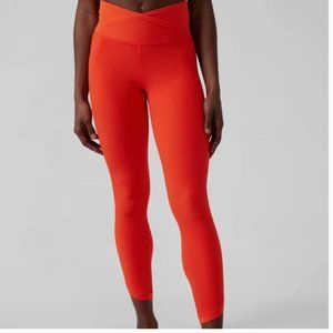 Athleta Elation Crossover Rib 7/8 Tight Legging- Flame Orange- Size M